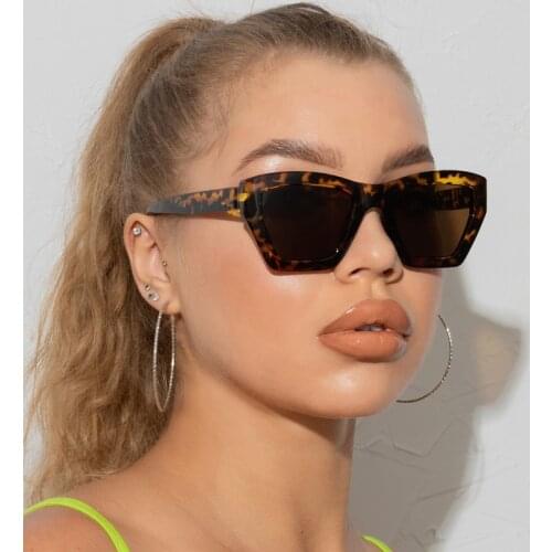 LongKeeper Square Cat Eye Sunglasses Ladies Vintage Brand Designer Black Leopard Women Sun Glasses Gafas De Sol