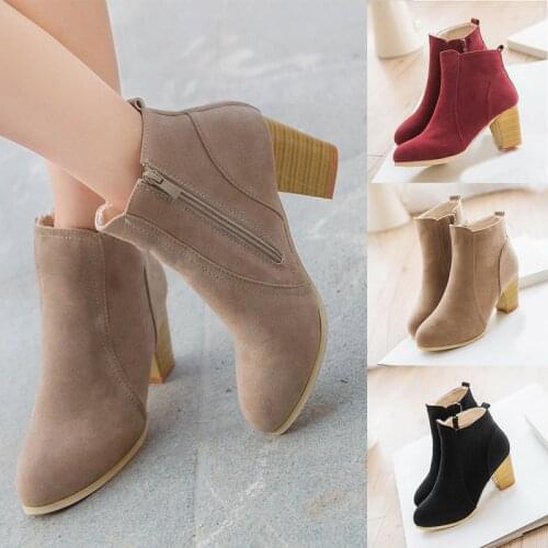 2018New Winter casual Women warm Ankle Boots Waterproof high heels Women Snow Boots shoes women Botas plus EUR35-41