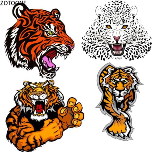 ZOTOONE Tigers Leopards Patches for Clothing DIY Applications Iron on Heat Transfer patch Appliques on Clothes Thermo Stickers E