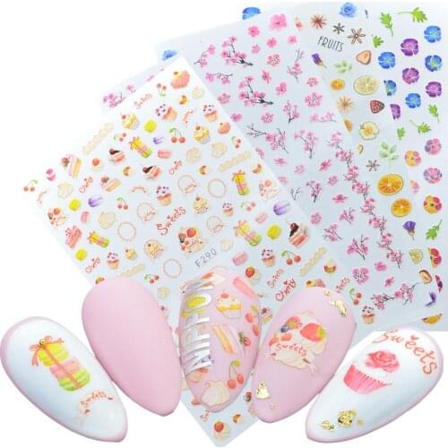 Dessert Patterns Nails Art Manicure Back Glue Decal Decorations Design Nail Sticker For Nails Tips Beauty