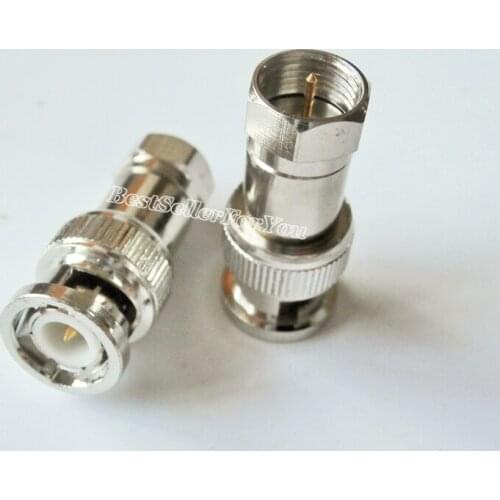 1Pcs Connector BNC Male Plug To F Type Male Jack TV Adapter RF Coax Connector Adapter