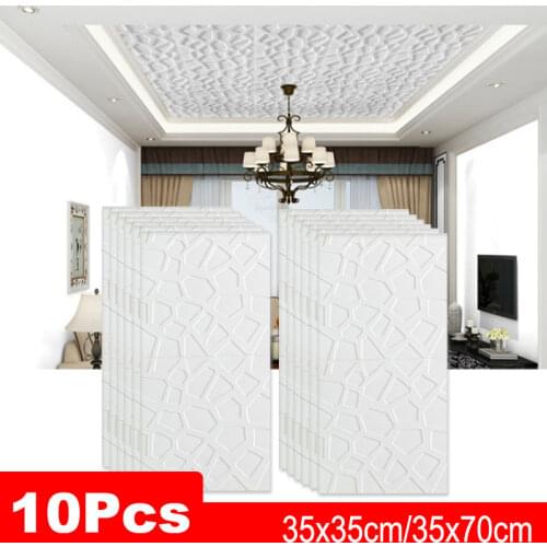 10Pcs Thicken 3D Stereo Foam Wall Ceiling Stickers Self Adhesive Roof Wallpaper Panel Home Decor Living Room Kids Bedroom