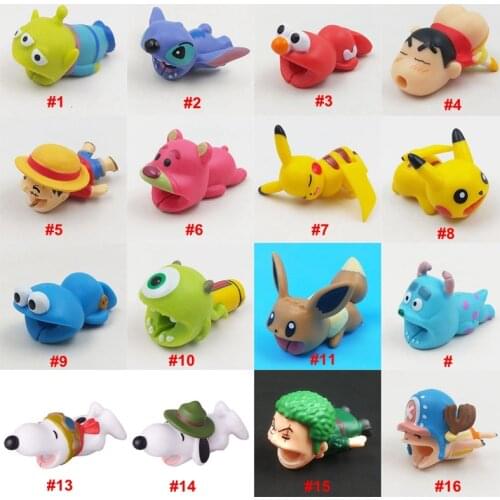 100Pcs Universal Cute Cartoon Mini Bite New 3D Anime Digimon Stitch Designs Phone Data Cable-Winder Line Protector Cord Cover