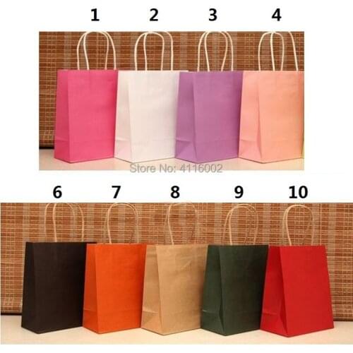 300pcs/lot Hight Quality Paper Handled Kraft Paper Bags Packing Bag 18x15x8cm Wedding Party Favor Paper Gift Bags