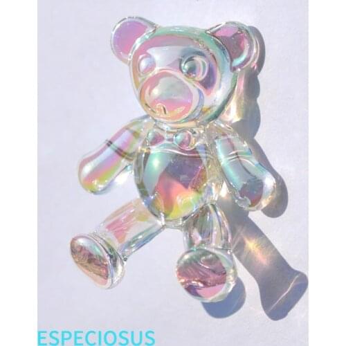 DIY Jewelry Fitting Accessories Transparent Acrylic Beads 38MM Multi Color Plated Cute Bear Pendants Necklace Making Departments