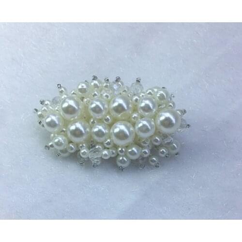 Sell by Pair Oval Faux Pearl Beading DIY Applique #APP2020005