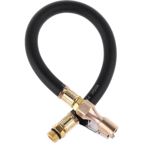 Car Tire Air Inflator Hose 1/4" Vehicle Threaded Fast Self-locking Chuck Pressure Gauge Air Inflator Rubber Hose Tube