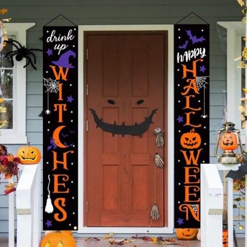 Halloween Door Decorations Couplet Outdoor Hanging Banner Party Decoration Curtain Couplet Halloween Festival Supplies For Home