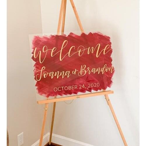 Personalized Wedding Welcome Sign Acrylic Brushed Background Wedding Sign Plexiglass with Alternative Color Wedding Decor