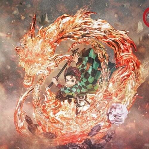 Presale Demon Blade Slayer Fantasy Studio Simple Carving Kitchen Door Tanjiro Floor Can Be Lighted Limited Edition Statue Figure