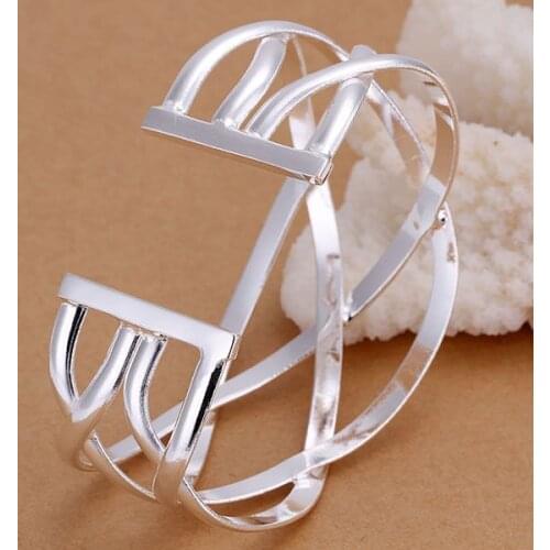 KN-B113 Wholesale Silver Color Bangle Bracelets Factory Price 925 Free Shipping New Arrival Fashion Jewelry Big Cross Bangle