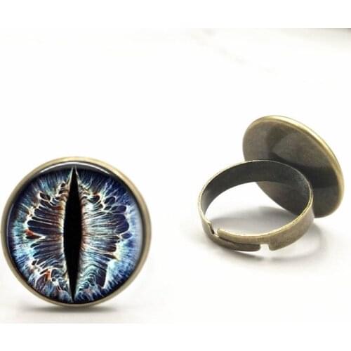Cat Eye dragon eye Glass Art Cabochon jewelry rings gift for send friend adjustable ring handmade