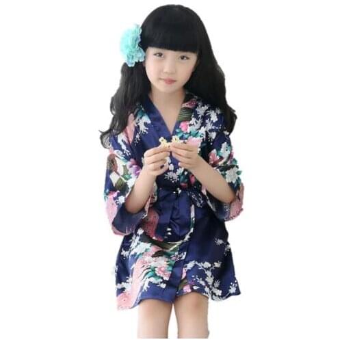 Summer Girls Robes Silk Dresses Bathrobe Pajamas Kimono Clothing for Kids Children Clothes Nightgown Baby Bathrobe Night Dress