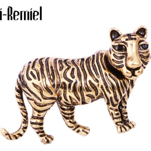 New Vintage Enamel Tiger Brooch Personality Animal Lapel Pin Mens Suit Coat Corsage Brooches Fashion Jewelry Accessories