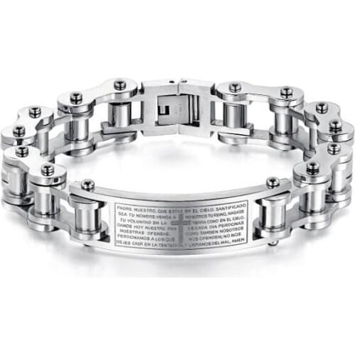 12MM/14MM WIDE Choose Mens Fashion Bible Cross ID Bracelet Stainless Steel Motorcycle chain Wristband Unisex Mens