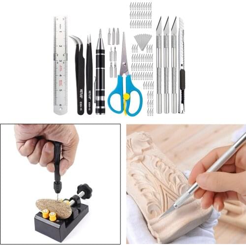 105Pcs Hobby Craft Knife Set Exacto Knives Cutting Blade Replacement DIY Carving