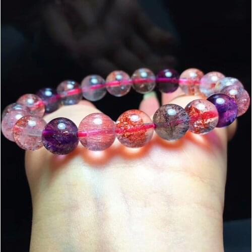 Natural Super 7 Seven Lepidocrocite Quartz Rutilated Stretch 9.5mm Melody Stone Man Healing Beads Bracelets Certificate AAAAAA