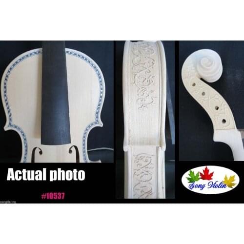 Strad style unfinished violin 4/4,inlay top and back,carved rib and neck #10537