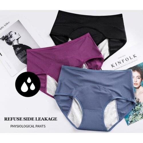 M-7XL Leak Proof Menstrual Panties Women Waterproof Briefs High Rise Plus Size Physiological Panties Comfortable Underpant Girls