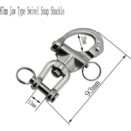 Stainless SUS304/316 Jaw Type Swivel Shackle Quick Release Boat Anchor Chain Eye Shackle Swivel Snap Hook for Marine 5pcs 87mm