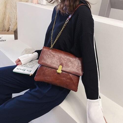 New Retro Crossbody Bags for Women Shoulder Bag Chain Women Leather Handbags Vintage Ladies Messenger Bag Sac A Main Solid 2020