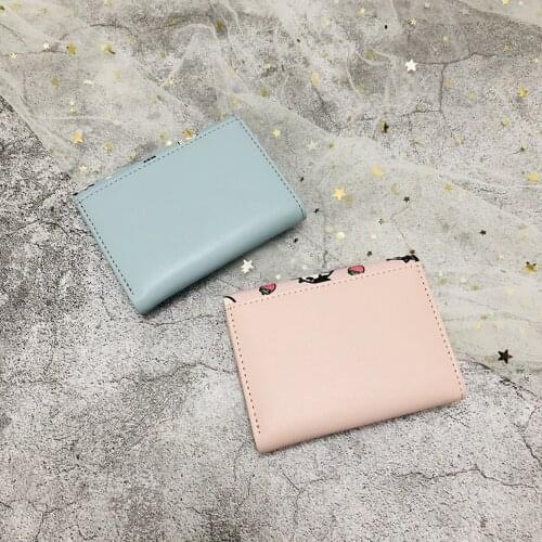 New Multi-card Slot Short Small Coin Purse Ladies Mini Wallet Tri-fold Anime Cartoon Cow Patternwallet Card Bag Women Girl Gift