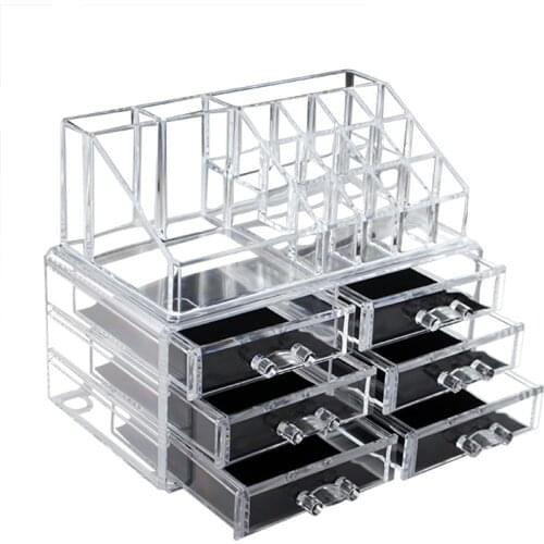 Acrylic Transparent Drawers Makeup Organizer Lipstick Holder Dust-Proof Cosmetic Storage Box 3/4/6 Drawer Desk Organizer Storage