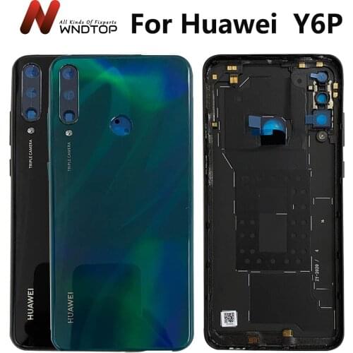 Original For Huawei Y6p Back Battery Door Cover + Camera Glass Lens + Side Keys For Huawei Y6p Rear Housing Replacement Parts