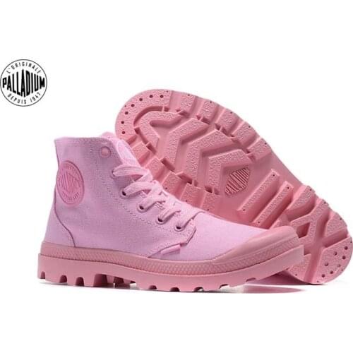 PALLADIUM Women Mid Pampa Sneakers Soldiers Boots Canvas Ankle Boots Parlatan Shoes Anti-Skid Rubber Sole Size 35-39