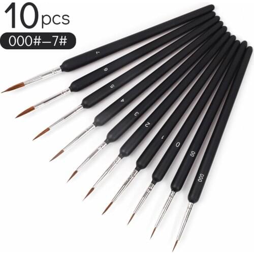 Professional Nylon Brush Set 10-Piece Miniature Brush Acrylic Brush Fine Hook Pen Hand-painted Art Supplies
