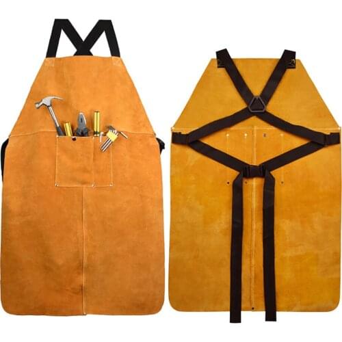 Professional Welding Apron Leather Cowhide Welder Protect Cloths Carpenter Blacksmith Garden Clothing Brown Color Working Apron