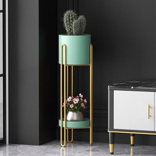 Nordic light luxury metal flower rack household living room floor type plant stand modern simple balcony flowerpot shelf