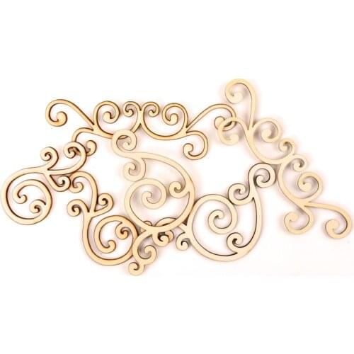 Mix Lace Frame Wooden Pattern Scrapbooking Craft for Handmade Accessory Sewing Home Decoration DIY 6pcs 61-115mm