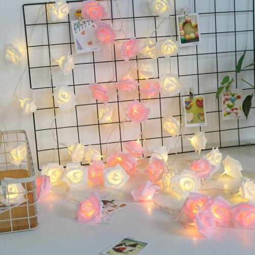 Battery Powered 1M/2M LED Rose Flower String Lights Holiday Valentines Day Wedding Birthday Party Decor Garland