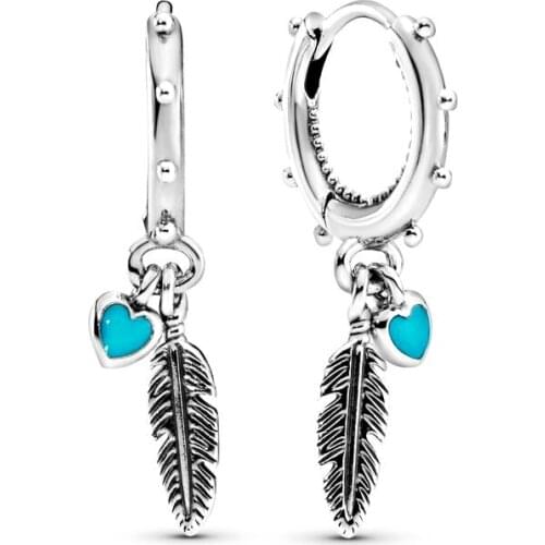 Octbyna Vintage Silver Feather Earrings For Women High-quality Fashion Brand Earrings For Girl Jewelry Dropshipping