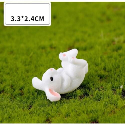 Y55D 4Pcs/Set Garden Cute White Rabbits Miniature Resin Figurine Home Decor Micro Landscape Craft Plant Pot Fairy DIY Ornament