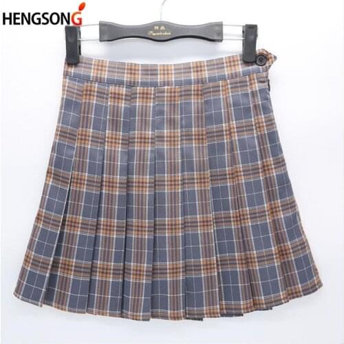 Women Girls Plaid Skirt High Waist Pleated Skater Skirt A-line School Skirt Uniform With Inner Shorts Casual Skirts Skinny Girls