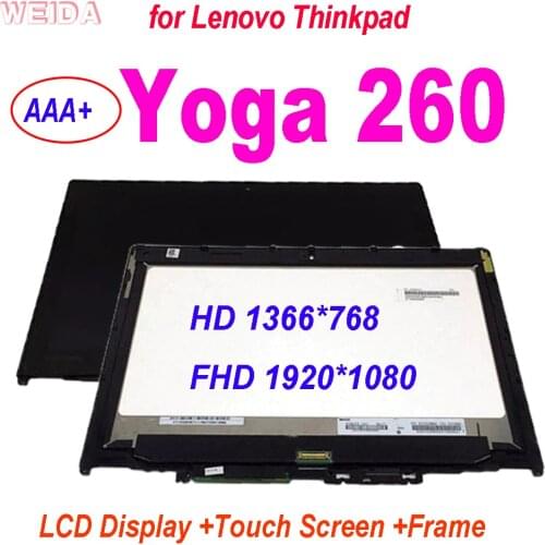 12.5" AAA+ For Lenovo Thinkpad Yoga 260 LCD Display Touch Laptop Screen Digitizer Assembly with Frame 1920*1080 LCD Replacement