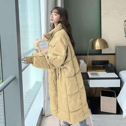 Hstar Winter New Korean Fashion Long Coat Womens Clothing Loose Warm Thick Black Parkas Vintage Female Oversized Outwears