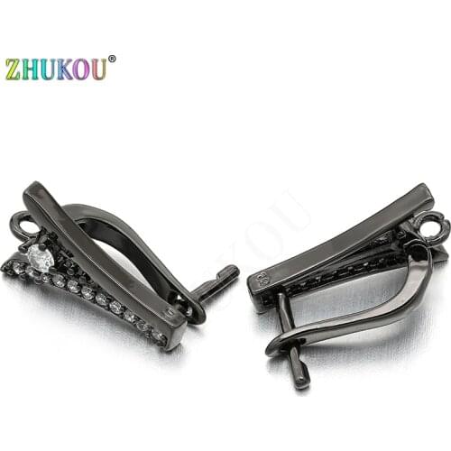 1 Pair 10*17mm Handmade Brass Cubic Zirconia Diy Earrings Accessories, Hole: 2mm, Mixed Color, Model: VE16