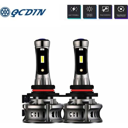 QCDIN 2Pcs Car Headlight LED Bulbs H8 H11 H4 H7 9005 9006 Plug 4000LM White 6000K Car Styling Auto Fog Lights