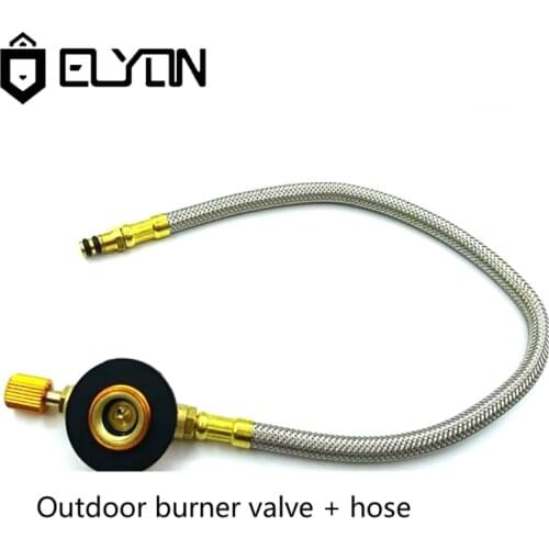 37cm Outdoor Burner Valve With Stainless Steel Braided Hose Camping Gas Stove Adapter Valve Flat Gas Tank Filling Valve Tube