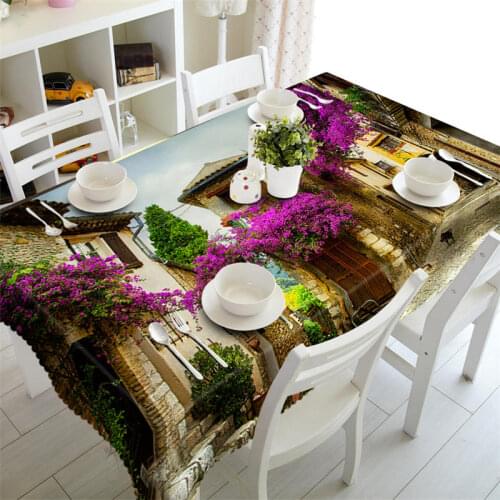 3D Tablecloth bougainvillea Pattern Polyester Dustproof Table cloth Christmas Dinner Decoration Table Cover