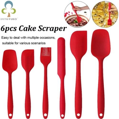 6 Pieces Silicone Spatula Set Non-Stick Heat-Resistant Spatulas Turner for Cooking Baking Mixing Baking Tools ZXH