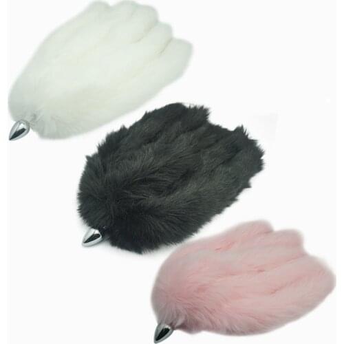 New match Metal anal beads butt plug with 5 piece fox tail silicone eggs erotic gay BDSM cosplay party game insert Anus Sex toy