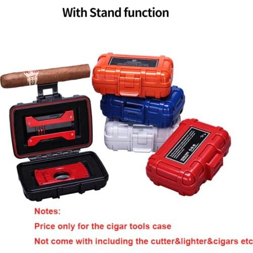 Free ship Multi functional case box for Cigar Tools Cigar Lighter Cigar Cutter Travel Portable Box CA-0017
