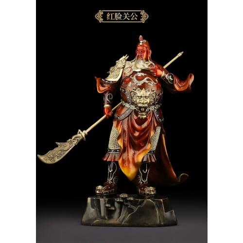 Large Southeast Asia High grade Mammon buddha Home store company Shrine Good luck God of wealth GUAN GONG color brass statue