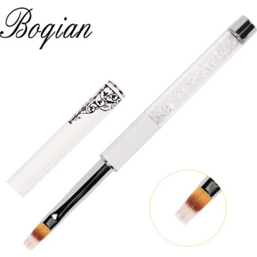 BQAN White Nail Ombre Brush Nail Art Painting Pen Brush UV Gel Polish Gradient Color Rhinestone Crystal Acrylic Nail Drawing Pen