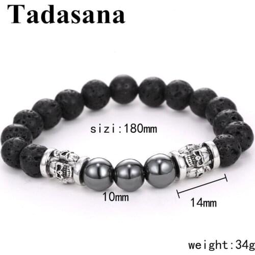 Ethic Skull Bracelet For Women Stainless Steel Lava Stone Bracelet Male Bangels Fashion Jewelry Gifts For Men Wholesale