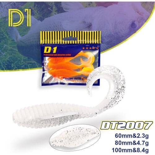 D1 Spinning Lures Twist Tall Bait 60mm 80mm 100mm Silicone soft bait New wobblers for fishing carpfishing soft pike lure DT2007